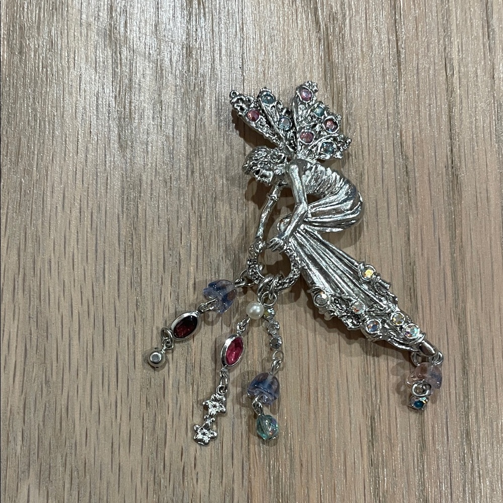 NIRVANA Silver Brooch with Pink and Blue Accents